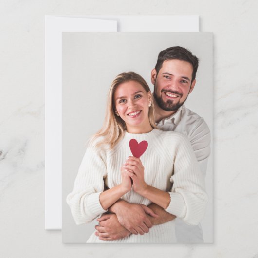 Modern Bold Casual Red Script Photo Wedding Retro Save The Date (Rückseite)