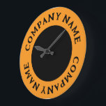 Modern & Bold Circled Business Name Large Clock Große Wanduhr<br><div class="desc">Modern & Bold Circled Business Name Large Clock by the Business Card Store.</div>