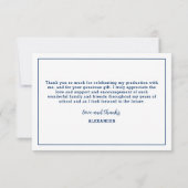 Modern Bold Class 2026 Navy Blue Graduation Dankeskarte (Rückseite)