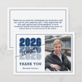 Modern Bold Class 2026 Navy Blue Graduation Dankeskarte (Vorne/Hinten)