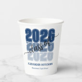 Modern Bold Class 2026 Navy Blue Graduation Party Pappbecher (Vorderseite)