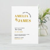 modern Bold Colorful Wavy funky yellow Wedding Einladung (Stehend Vorderseite)