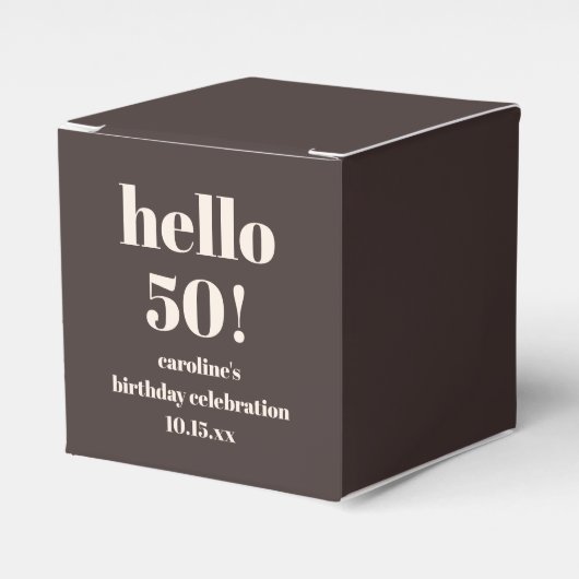 Modern Bold Earthy Brown 50th Birthday Custom Geschenkschachtel (Vorderseite)