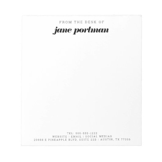 Modern Bold | elegant | Vom Schreibtisch Notizblock (Vorderseite)