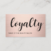 Modern Bold Faux Rose Gold Black Salon Treuekarte (Vorderseite)