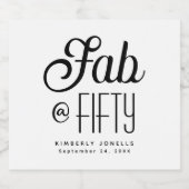 Modern Bold Fifty & Fabulous 50th Birthday Party Schaumweinetikett (Einzelnes Label)