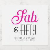 Modern Bold Fifty & Fabulous 50th Birthday Party Schaumweinetikett (Einzelnes Label)