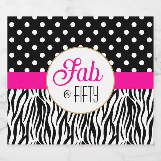 Modern Bold Fifty & Fabulous 50th Birthday Party Schaumweinetikett (Einzelnes Label)