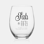 Modern Bold Fifty & Fabulous 50th Birthday Party Weinglas Ohne Stiel (Vorderseite)