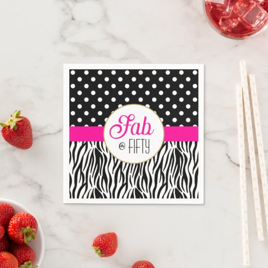 Modern Bold Fifty & Fabulous 50th Birthday Serviette (Beispiel)