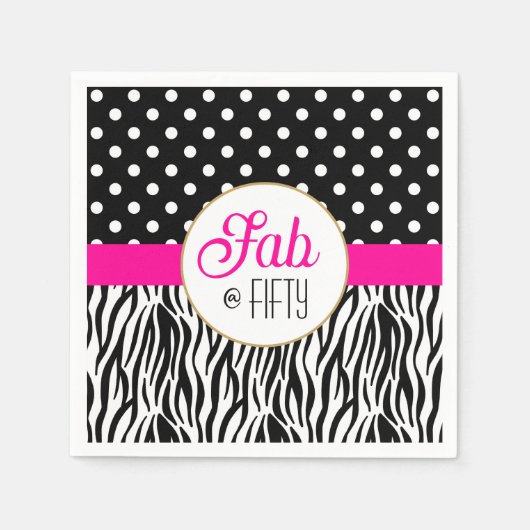 Modern Bold Fifty & Fabulous 50th Birthday Serviette (Vorderseite)