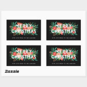 Modern Bold floral frohe Weihnachtsnamen Schwarz Rechteckiger Aufkleber (Blatt)