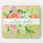 Modern Bold Floral Pink Green | Girly Gift Mousepad (Vorne)