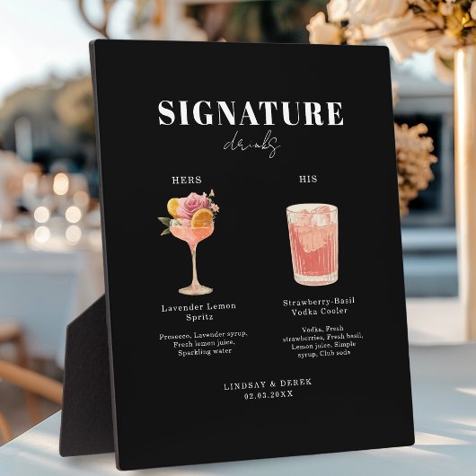 Modern Bold Font His & Hers Drinks Wedding Fotoplatte