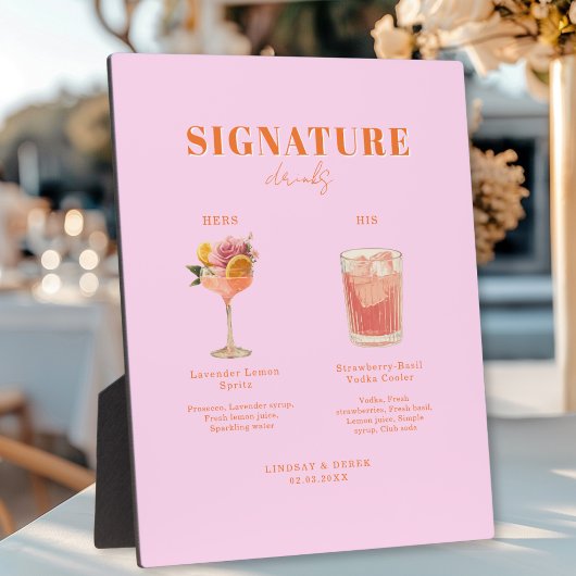 Modern Bold Font His & Hers Drinks Wedding Fotoplatte