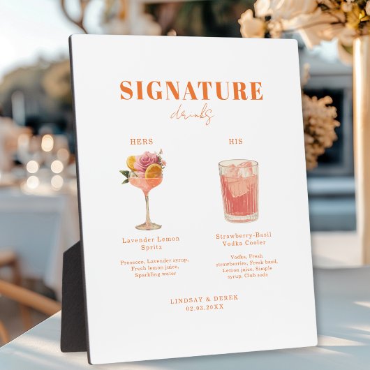 Modern Bold Font His & Hers Drinks Wedding Fotoplatte