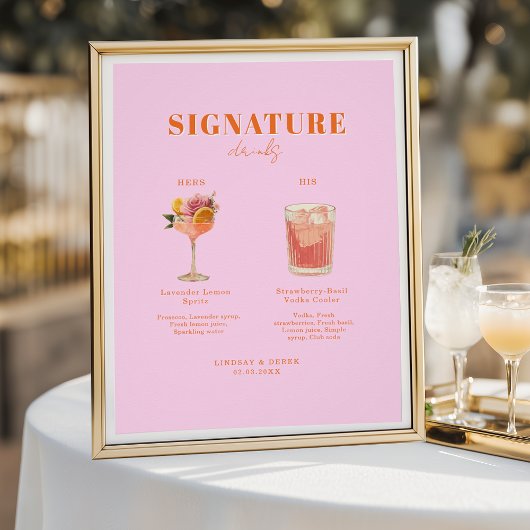 Modern Bold Font His & Hers Drinks Wedding Poster