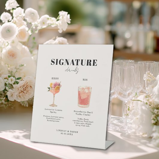 Modern Bold Font His & Hers Drinks Wedding Sockelschild