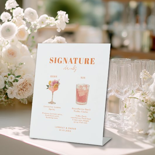 Modern Bold Font His & Hers Drinks Wedding Sockelschild