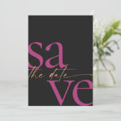 Modern Bold Foto Magenta Melon Black Save The Date (Stehend Vorderseite)