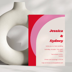 Modern Bold Geometric Arch Red Pink Einladung