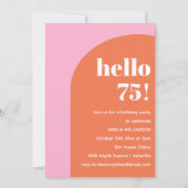 Modern Bold Geometric Pink Orange 75th Birthday Einladung (Vorderseite)