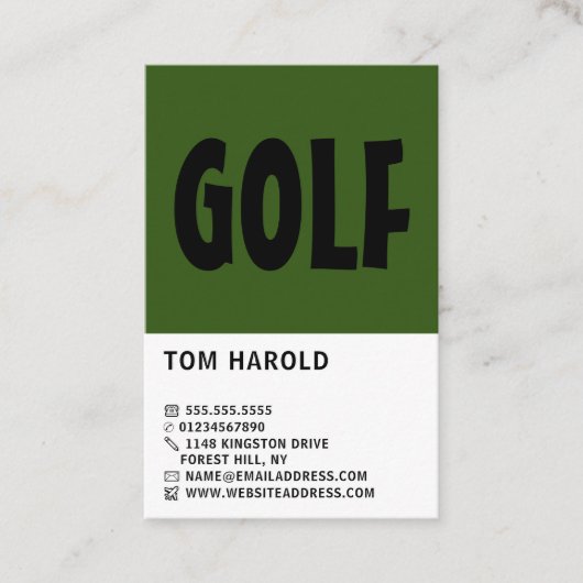 Modern Bold, Golf Club, Golfer, Golf Coach Visitenkarte (Vorderseite)
