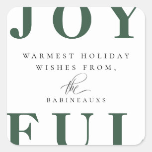 Modern Bold Green JOYFUL Urlaub Quadratischer Aufkleber
