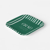 Modern Bold Green Striped Pattern Graduation Party Pappteller (Gewinkelt)