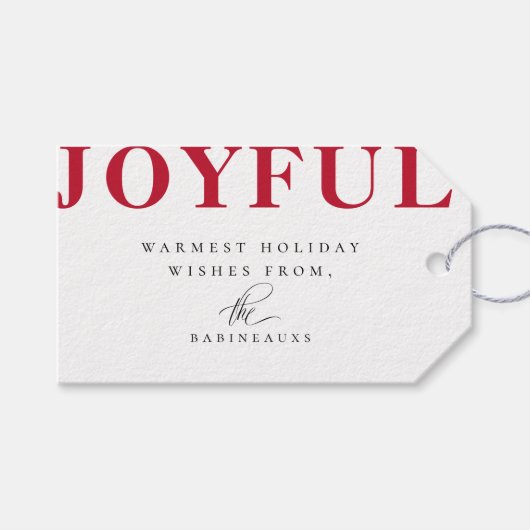 Modern Bold JOYFUL Urlaub Geschenkanhänger (Vorderseite (Horizontal))