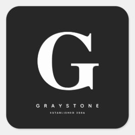 Modern Bold Monogram Initial Name Schwarz & Weiß Quadratischer Aufkleber