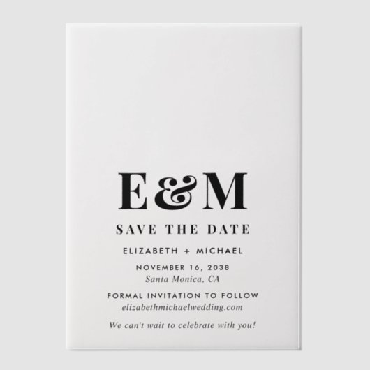 Modern Bold Monogram Save the Date Pergament Einladungen (Vorderseite)