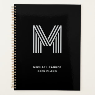 Modern Bold Monogram Schwarz und Grau Planer