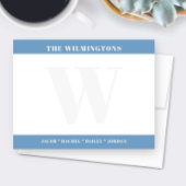 Modern Bold Monogram with Family Names Stationery Mitteilungskarte