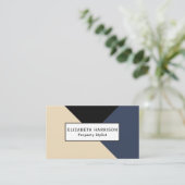 Modern Bold Navy Blue|Champagne Geometric Visitenkarte (Stehend Vorderseite)
