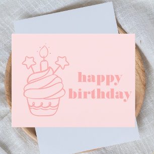 Modern Bold Pastel Pink Girly Happy Birthday Postkarte