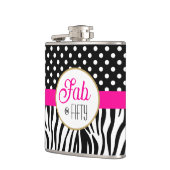 Modern Bold Pattern Fifty & Fabulous 50th Birthday Flachmann (Links)