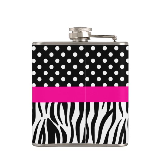 Modern Bold Pattern Fifty & Fabulous 50th Birthday Flachmann (Rückseite)