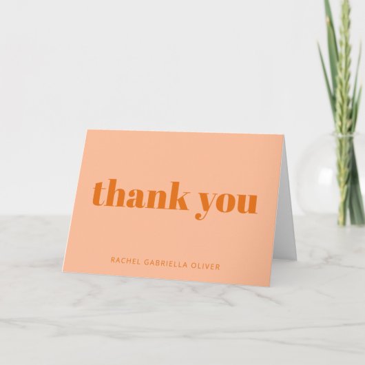 Modern Bold Peach Orange Personalized Bat Mitzvah  Dankeskarte (Vorderseite)