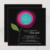 Modern Bold Pink Blume Brautdusche Einladung (Vorne/Hinten)