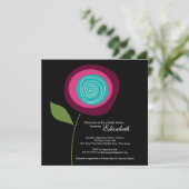 Modern Bold Pink Blume Brautdusche Einladung (Stehend Vorderseite)