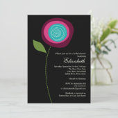 Modern Bold Pink Blume Brautdusche Einladung (Stehend Vorderseite)