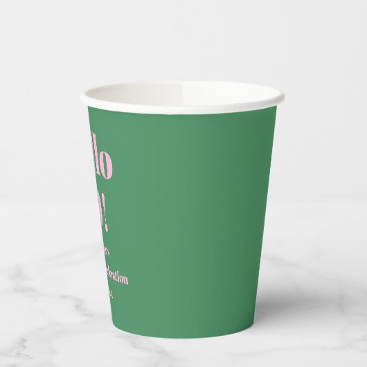 Modern Bold Pink Green 50th Birthday Custom Pappbecher (Links)