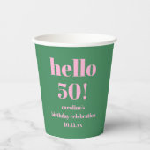Modern Bold Pink Green 50th Birthday Custom Pappbecher (Vorderseite)