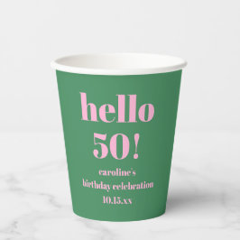 Modern Bold Pink Green 50th Birthday Custom Pappbecher