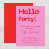 Modern Bold Pink Red Birthday Invitation Einladung (Vorne/Hinten)