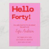 Modern Bold Pink Red Birthday Invitation Einladung (Vorderseite)
