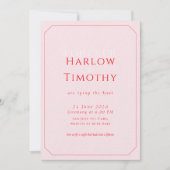 Modern Bold Pink Red Script Wedding Einladung (Vorderseite)