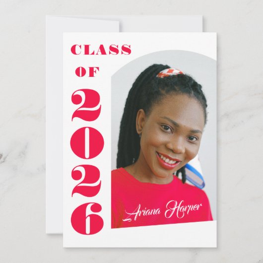 Modern Bold Pink Script Graduation Party Einladung (Vorderseite)