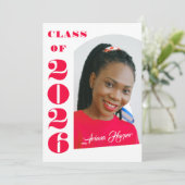 Modern Bold Pink Script Graduation Party Einladung (Stehend Vorderseite)